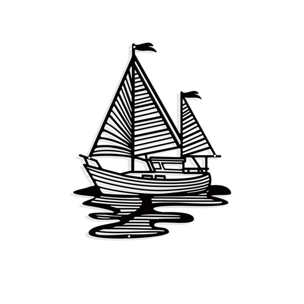 Sailboat Metal Wall Art Decor, Matte Black Wall Hanging Decor Silhouette Wall💕